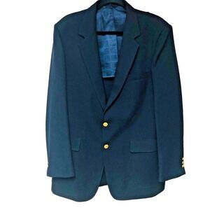 Vintage Sears Mens Sport‎ Coat Jacket Blazer Navy Blue Perma-Press Size 44